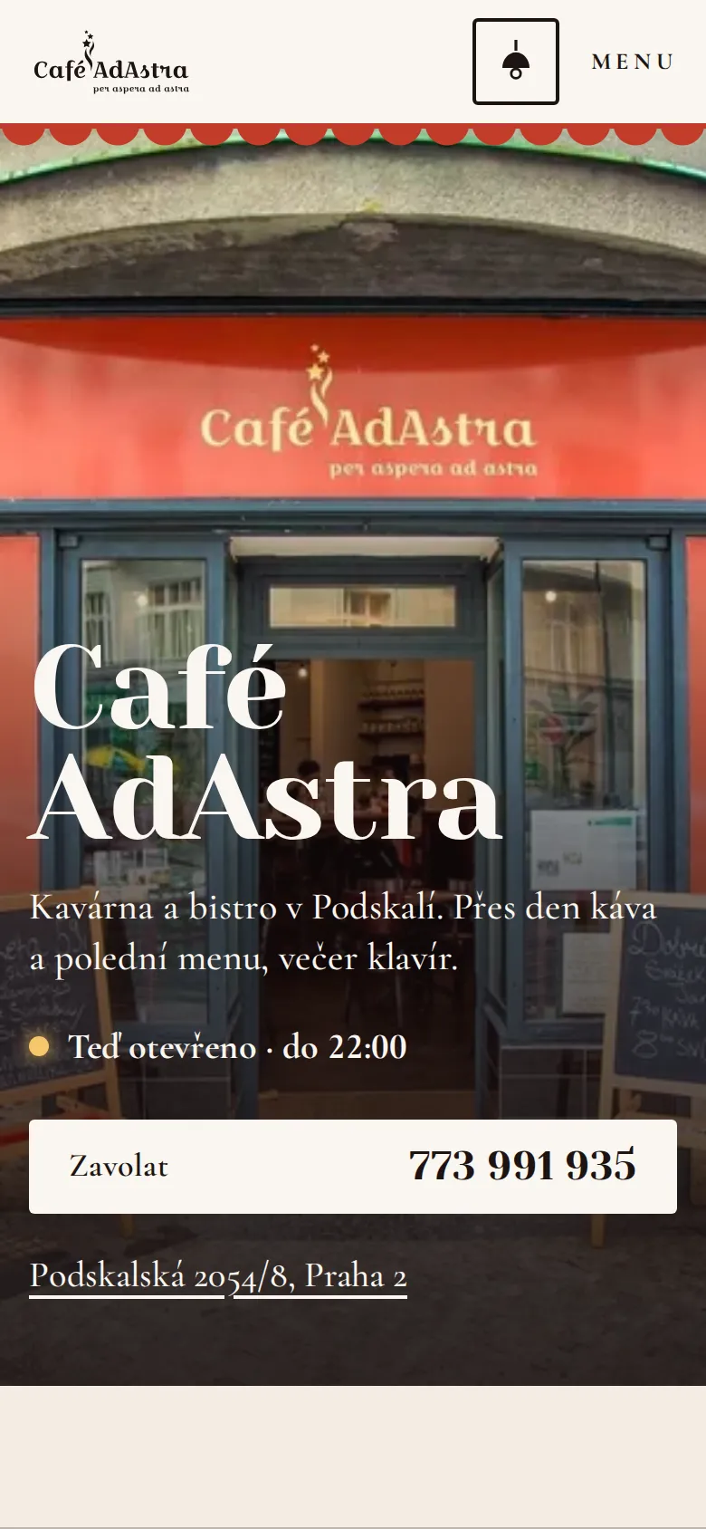 Úvodní stránka návrhu na telefonu