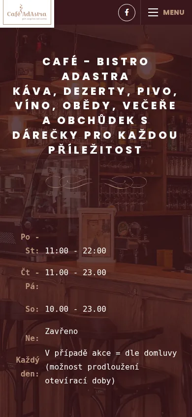 Dnešní web: nadpis v kapitálkách a otevírací doba